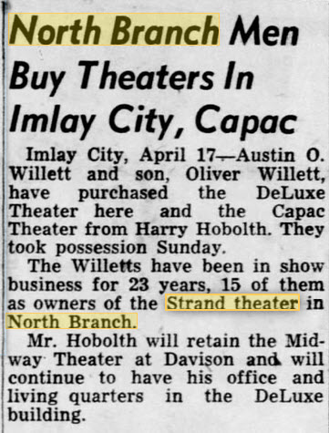 April 17 1952 Deluxe Theatre, Imlay City